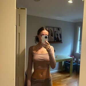 Zara Brown Ribbed Crop Top